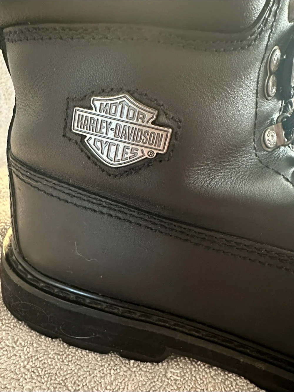Harley-Davidson Black Leather Steel Toe Boots
